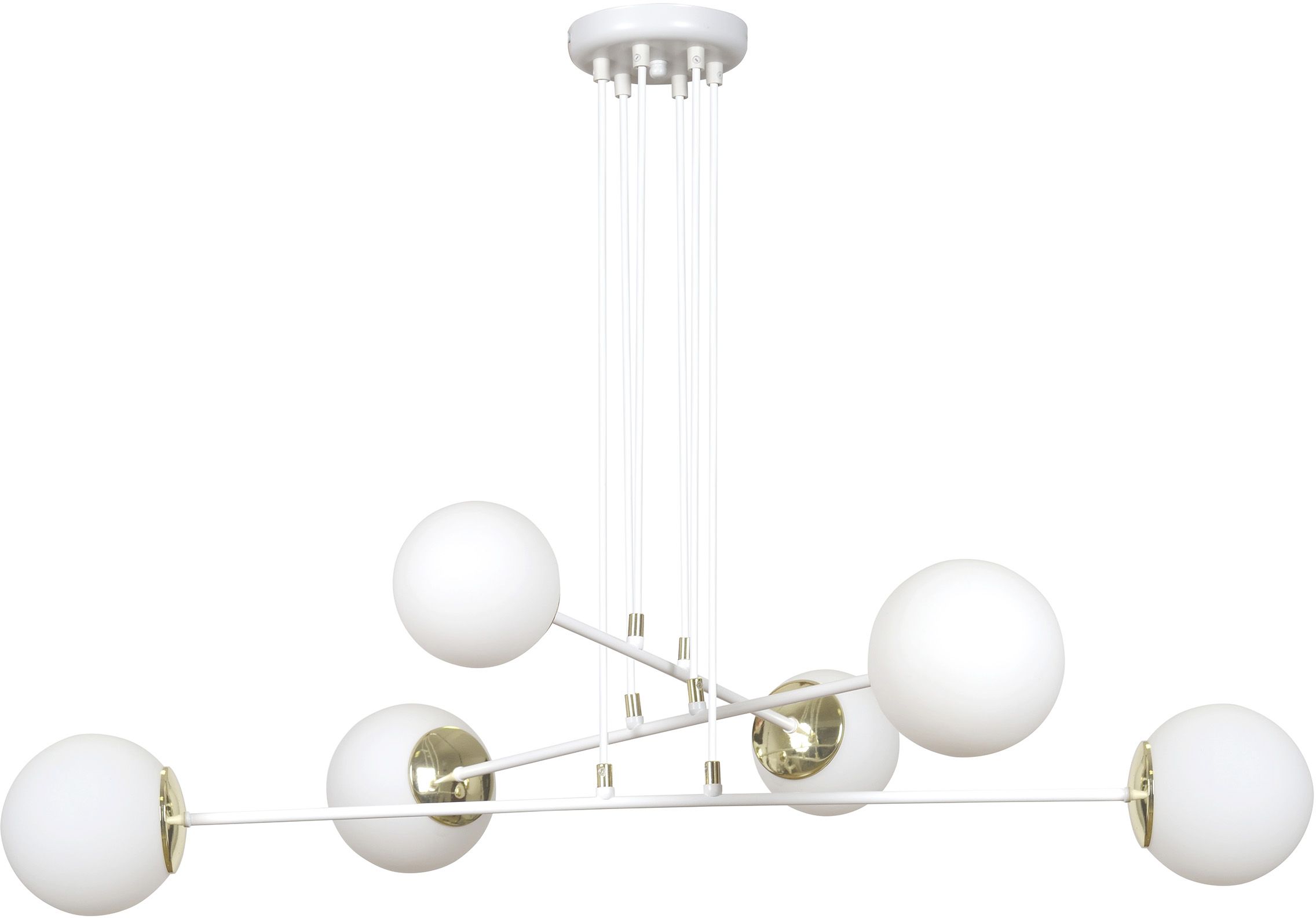 Emibig Ognis lámpara colgante 6x10 W blanco-oro-leche 967/6