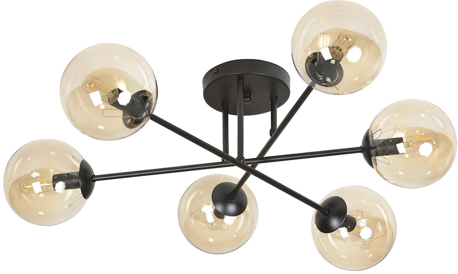 Emibig Brendi lámpara de techo 6x10 W negro-ámbar 833/6B