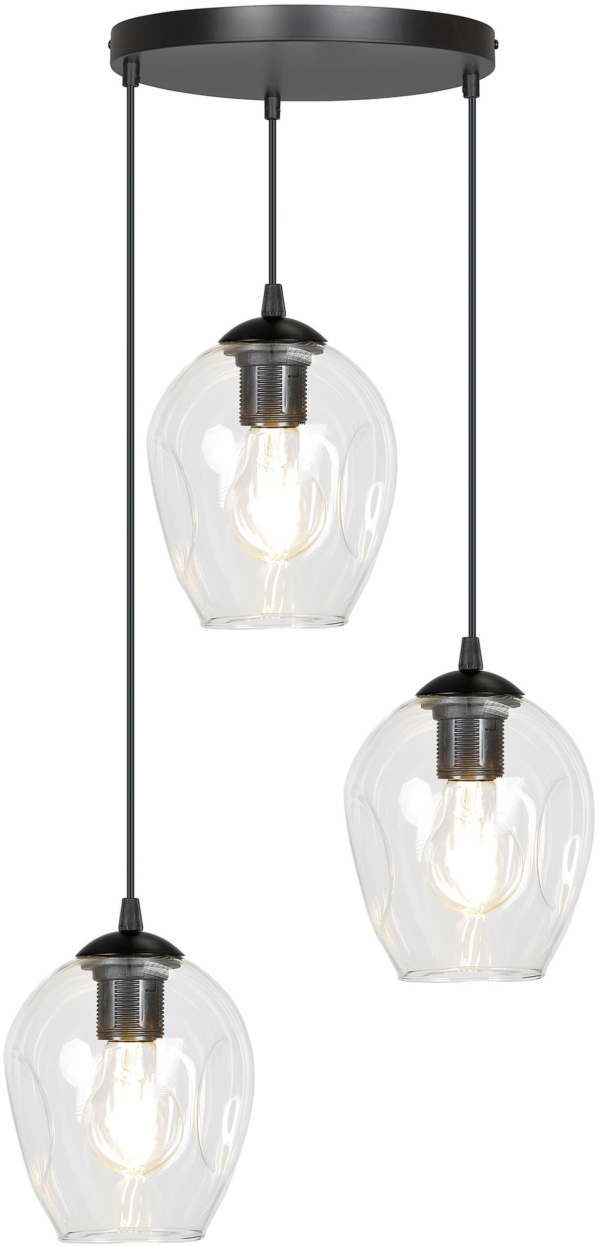 Emibig Istar lámpara colgante 3x15 W negro-transparente 679/3PREM
