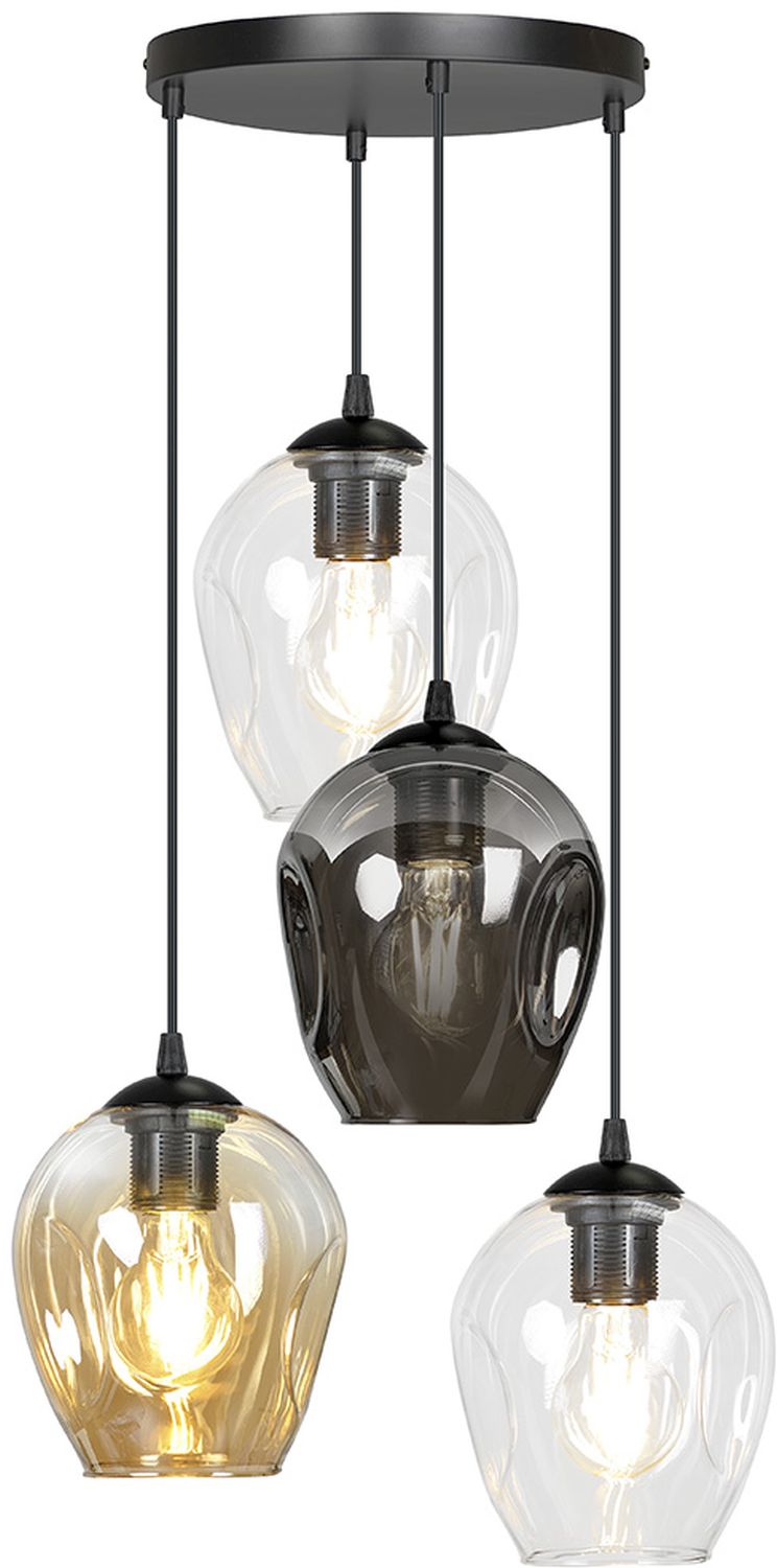 Emibig Istar lámpara colgante 4x15 W negro-transparente-ámbar-grafito 682/4PREM