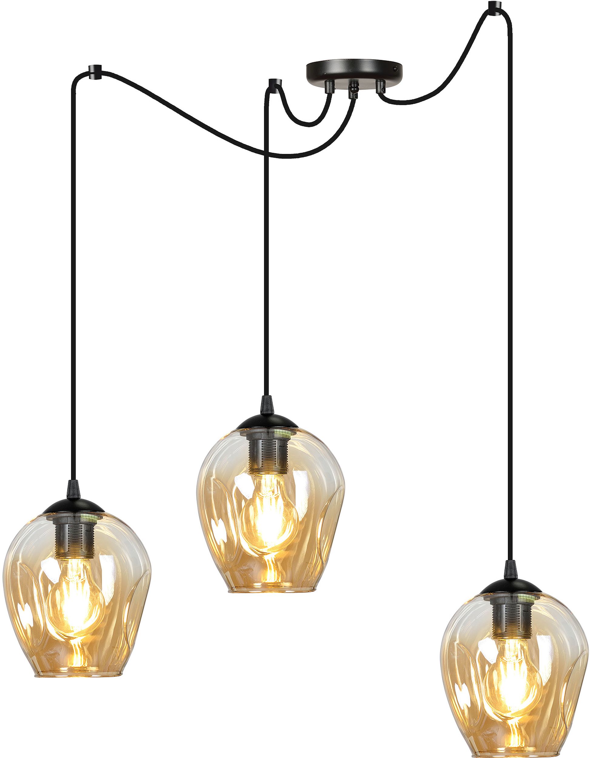 Emibig Level lámpara colgante 3x15 W negro-ámbar 758/3