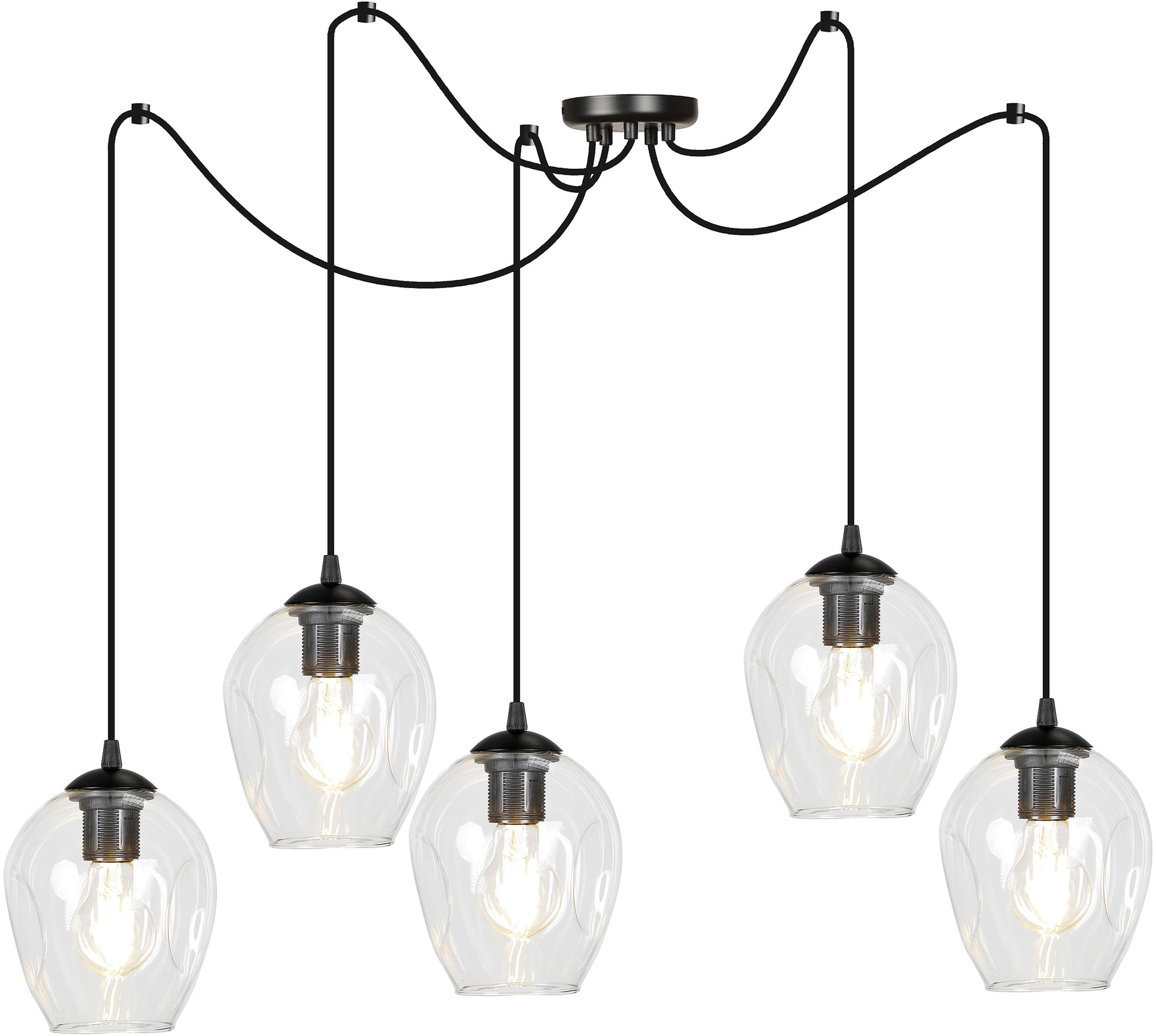Emibig Level lámpara colgante 5x15 W negro-transparente 756/5