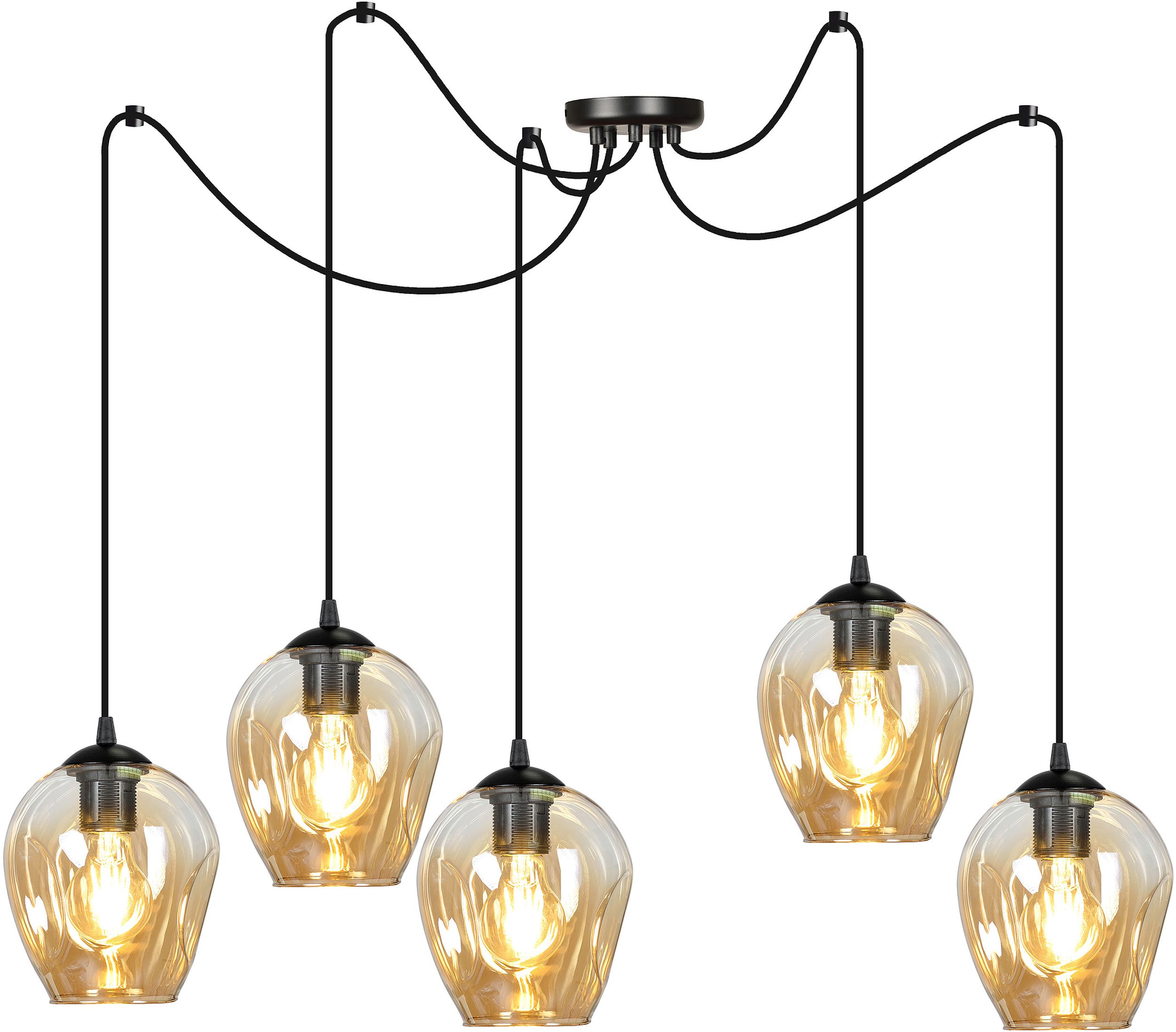 Emibig Level lámpara colgante 5x15 W negro-ámbar 758/5