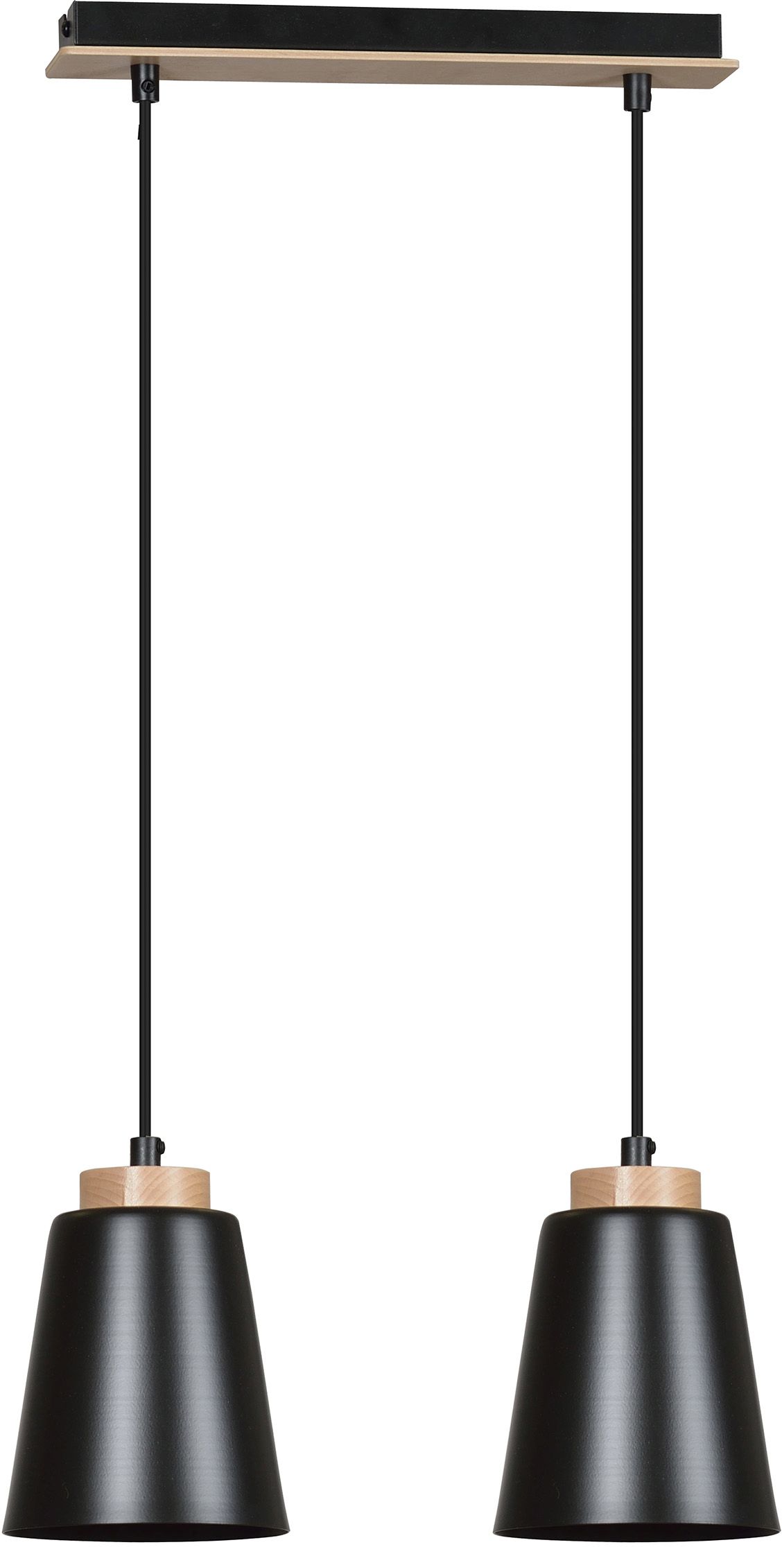 Emibig Bolero lámpara colgante 2x15 W negro-madera 442/2