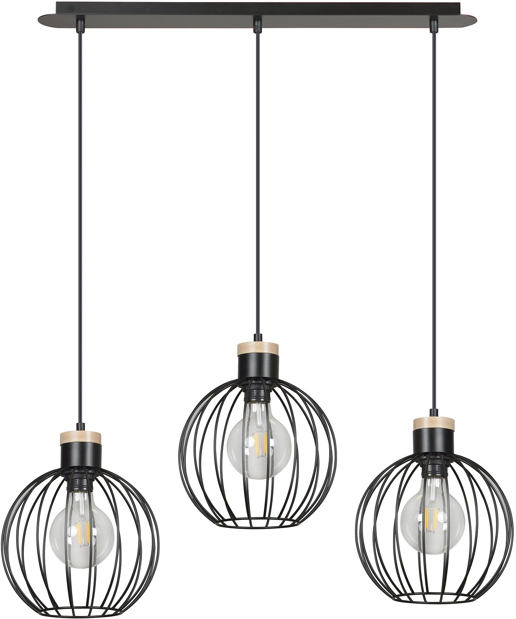 Emibig Barbado lámpara colgante 3x15 W negro 754/3
