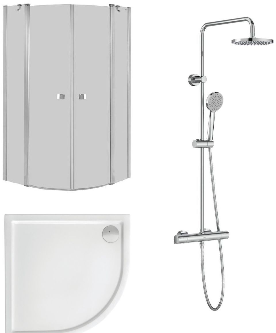 Conjunto conjunto de ducha Roca Victoria A5A9F18C00, cabina de ducha Roca Capital AM4309012M, A276260000