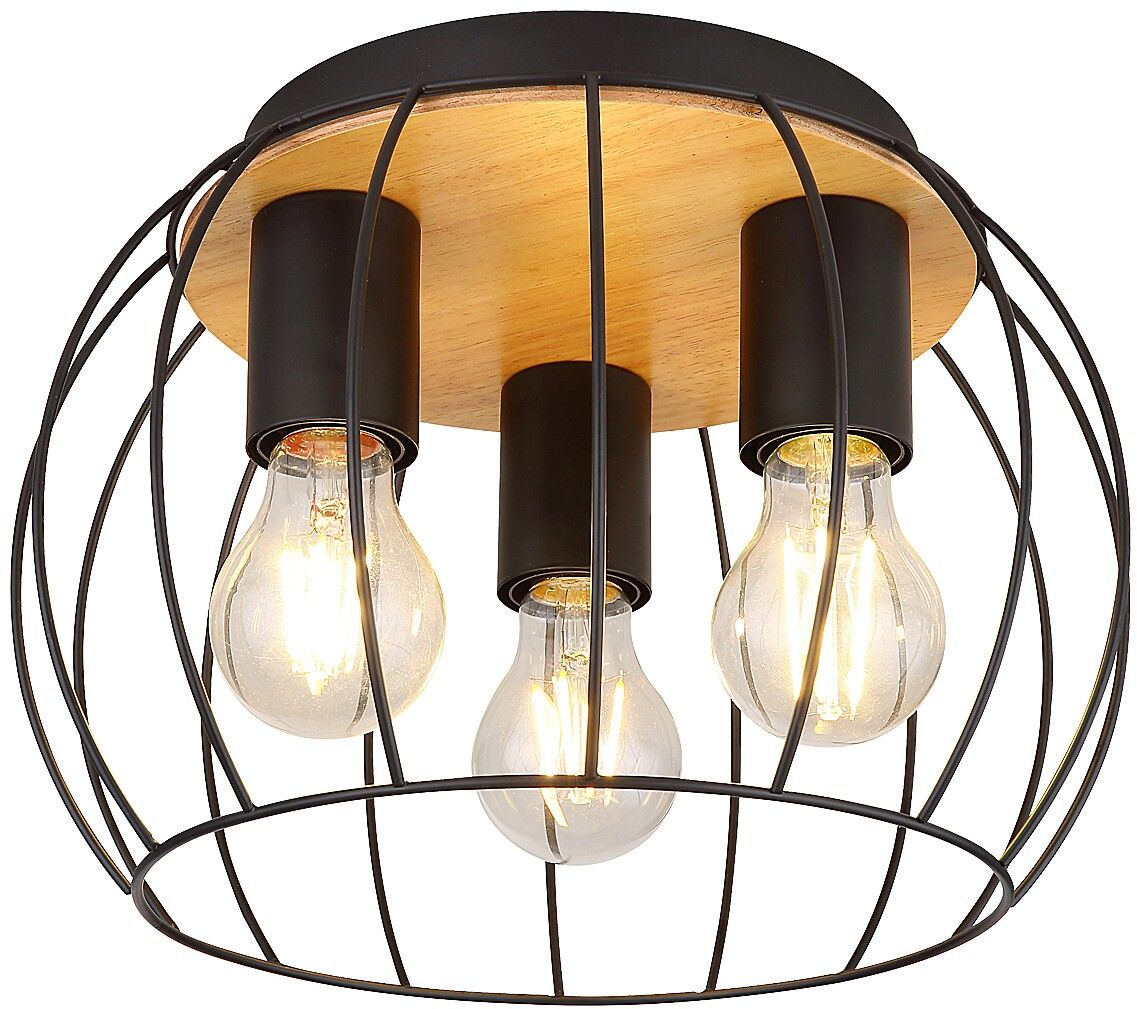 Rabalux Kamala lámpara de techo 3x25 W negro-madera 5293