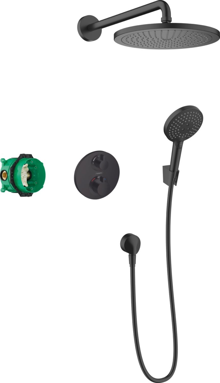 Hansgrohe Croma conjunto de ducha empotrado con termostato negro 27961670