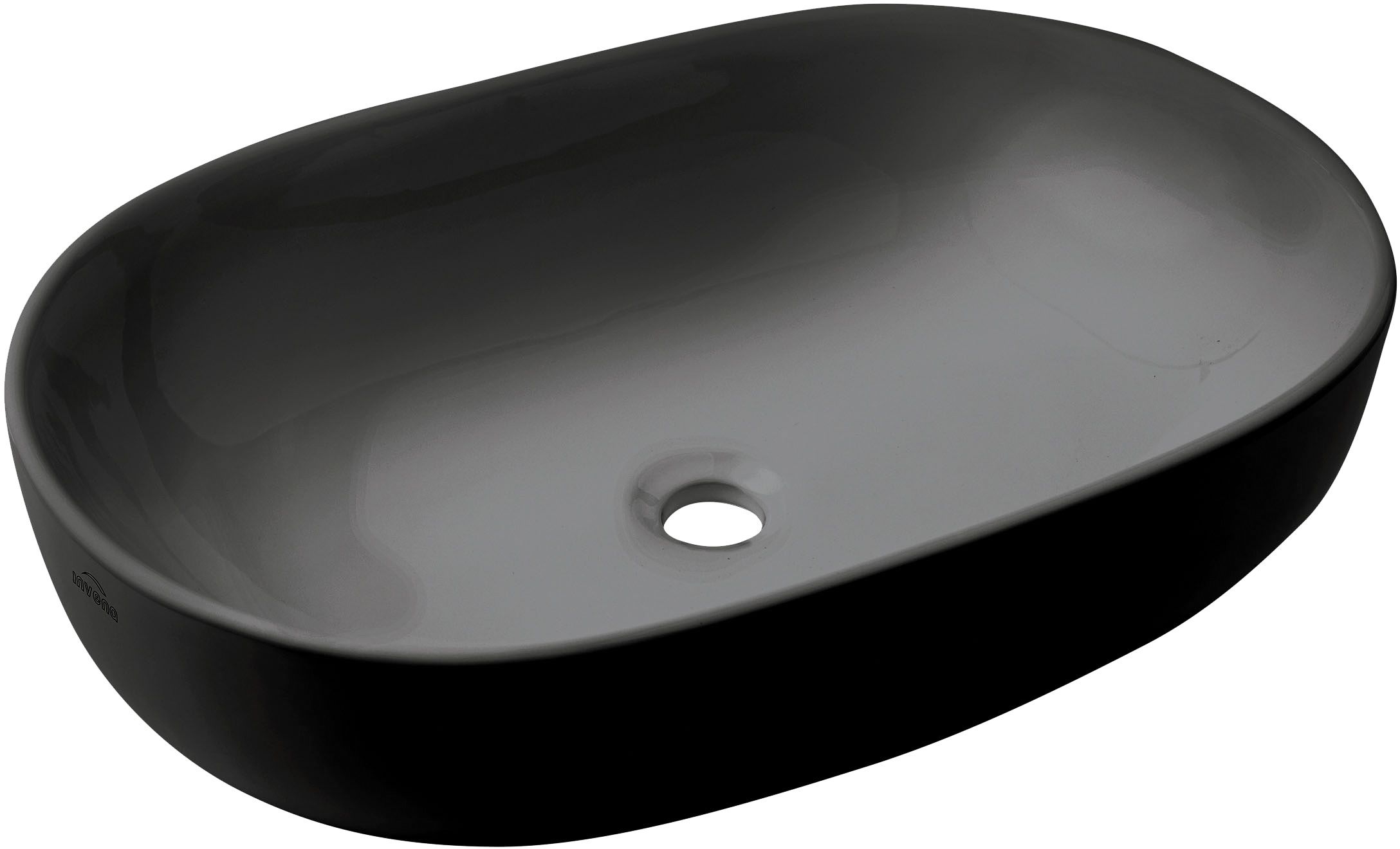 Invena Korfu lavabo 60x42 cm oval sobre encimera negro CE-34-005
