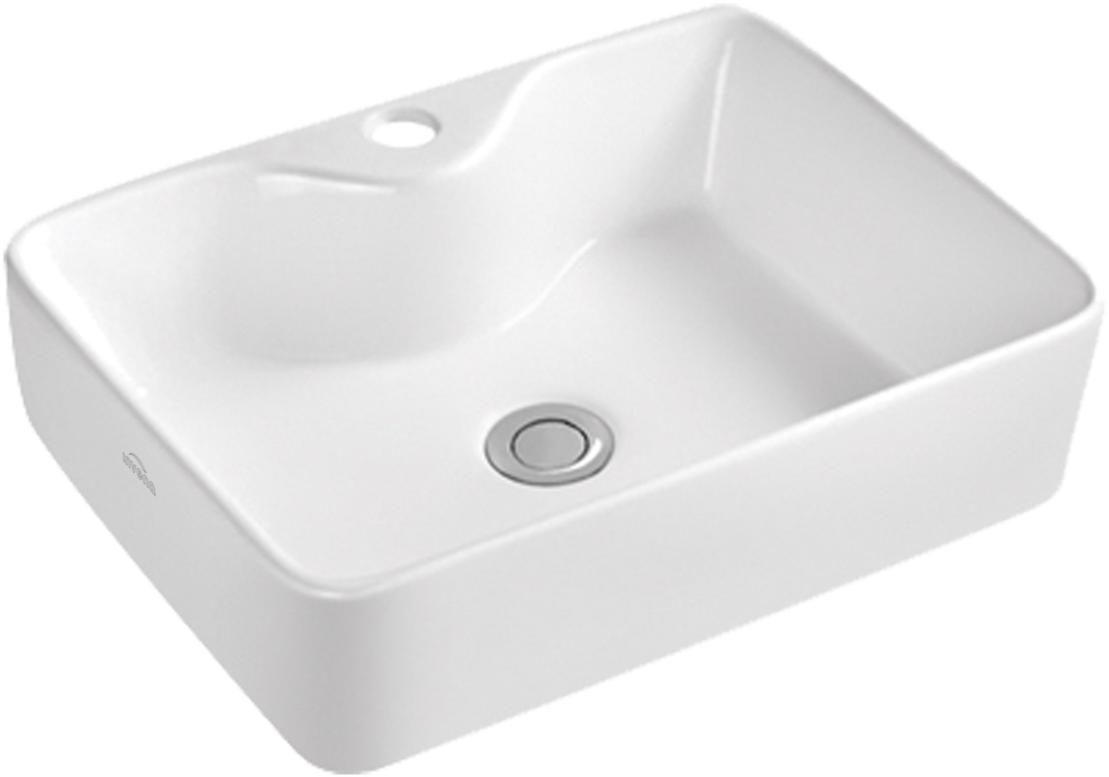 Invena Patras lavabo 49x38 cm rectangular sobre encimera blanco CE-46-001