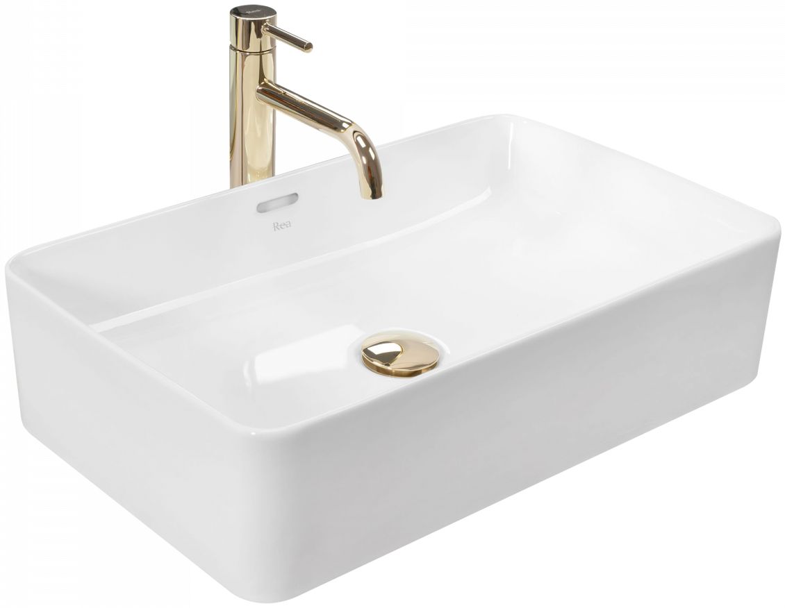Rea Berta lavabo 56x35.5 cm rectangular sobre encimera blanco REA-U5055