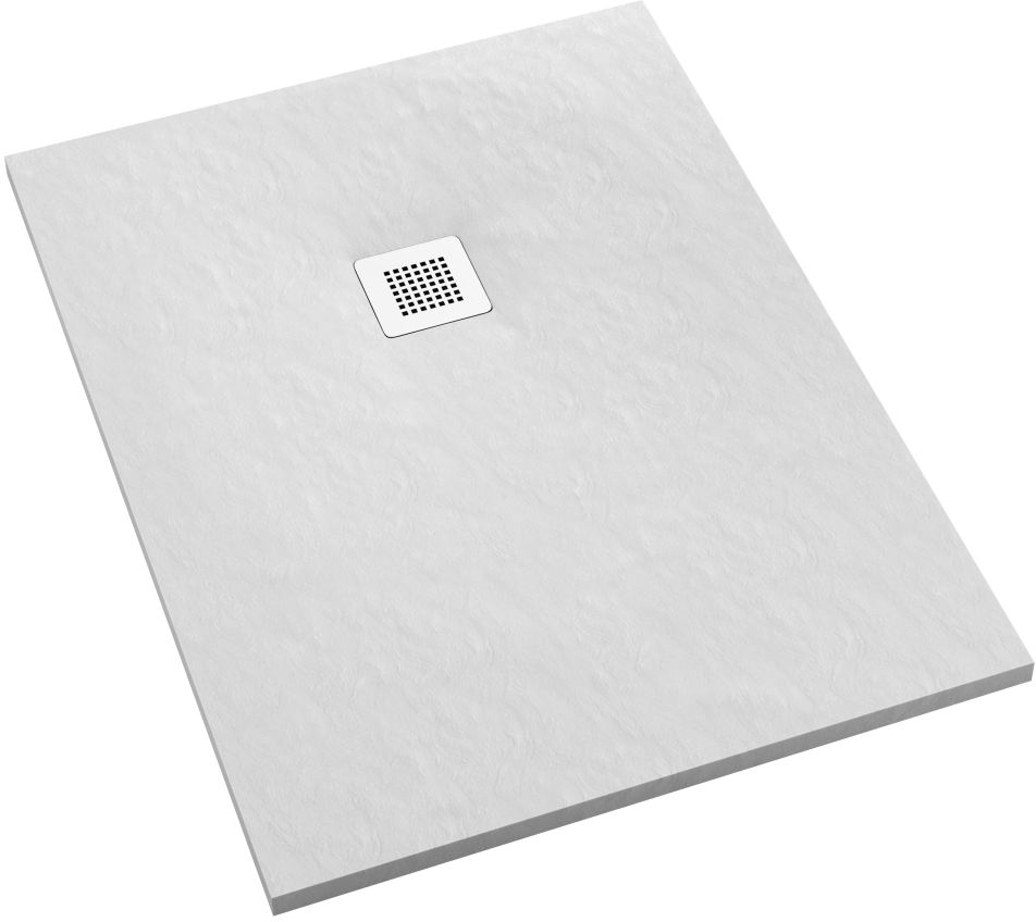 Schedpol Kalait White Stone plato de ducha rectangular + rejilla 100x70 cm blanco 3.3134/B/ST-M2