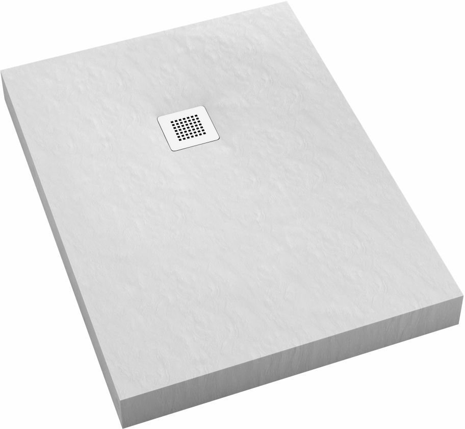 Schedpol New Horizons White Stone plato de ducha rectangular + rejilla 120x80 cm blanco 3.3308/B/ST-M2