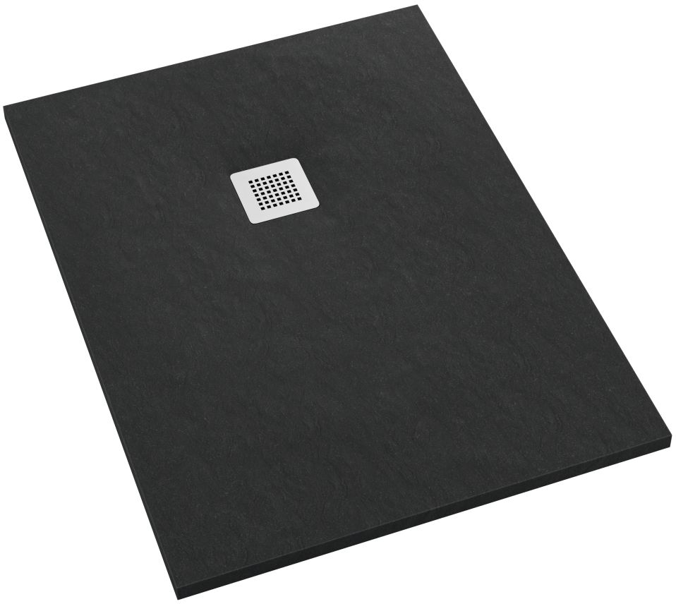 Schedpol Kalait Black Stone plato de ducha rectangular + rejilla 120x80 cm negro 3.3108/C/ST-M2