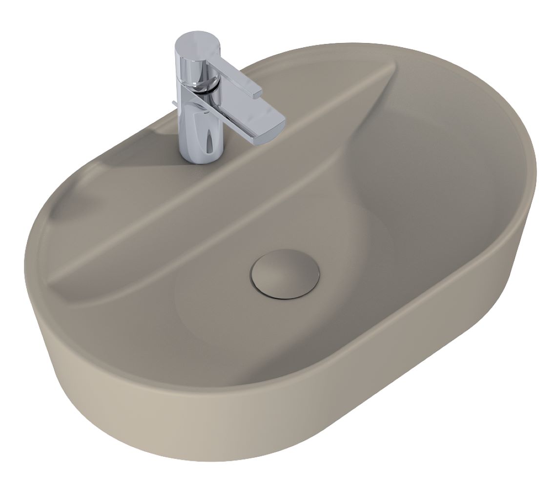 Elita Babette lavabo 62x41.2 cm oval sobre encimera marrón/beige RE040620017020