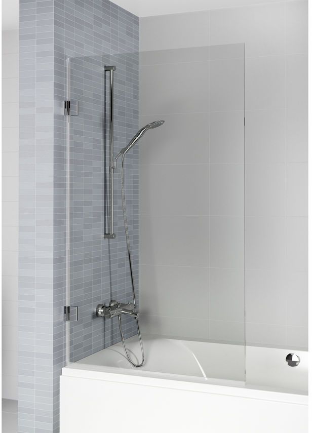 Riho Scandic mampara de bañera 85 cm una pieza negro mate/vidrio transparente G001139121