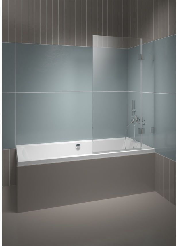 Riho Scandic mampara de bañera 90 cm dos piezas negro mate/vidrio transparente G001146121