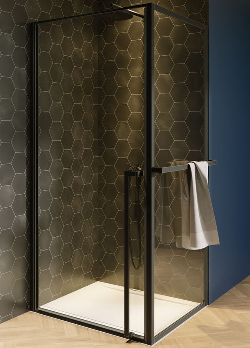 Riho Lucid cabina de ducha 100x80 cm rectangular negro mate/vidrio transparente G005009121