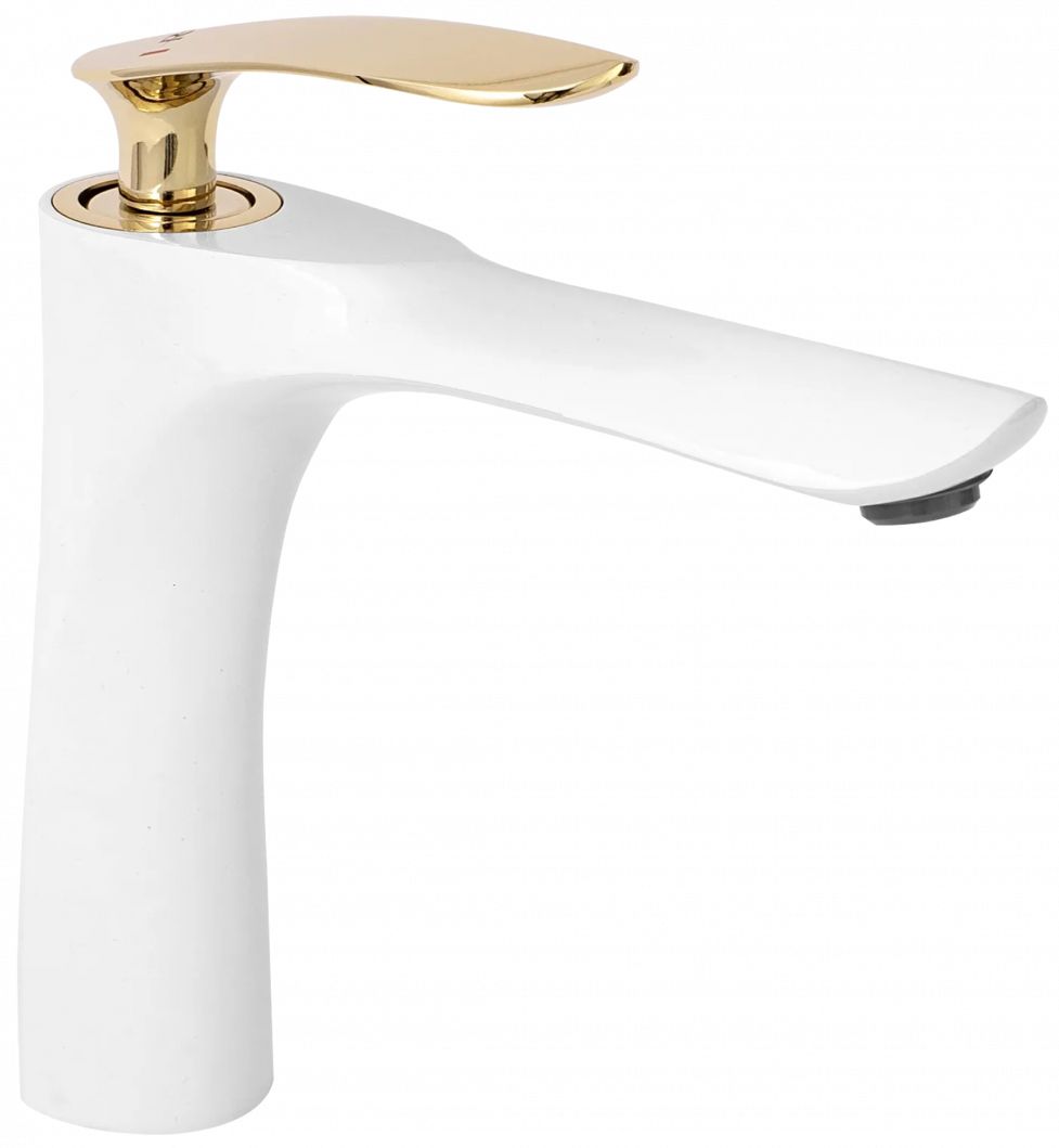 Rea Orbit grifo para lavabo de pie blanco-oro REA-B2052