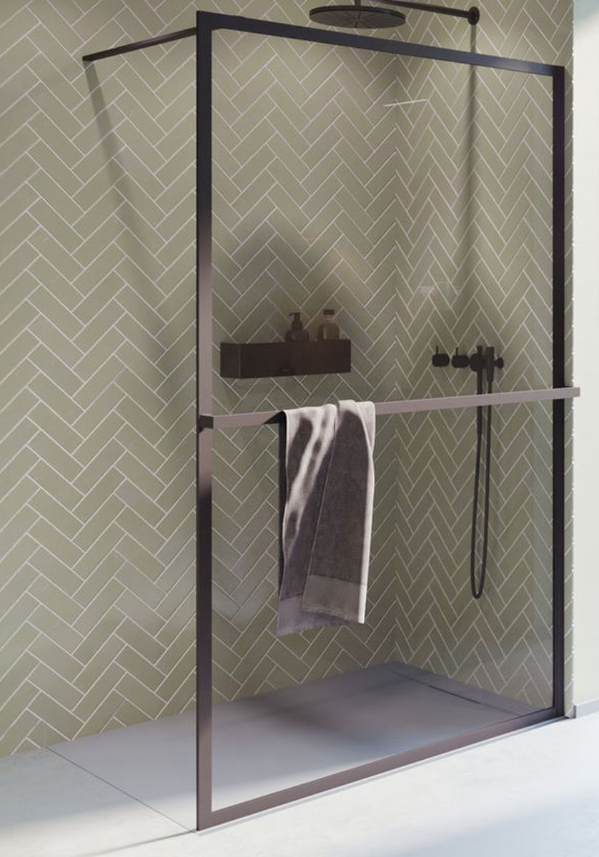 Riho Lucid mampara de ducha 120 cm negro mate/vidrio transparente G005027121