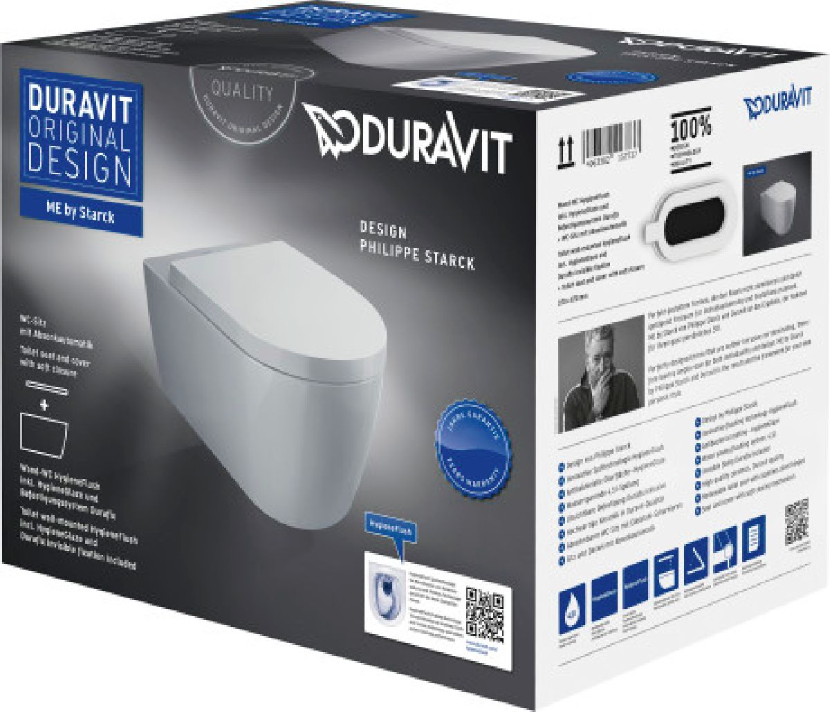 Duravit ME by Starck taza de inodoro con asiento de cierre suave suspendido sin reborde blanco 45790920A1