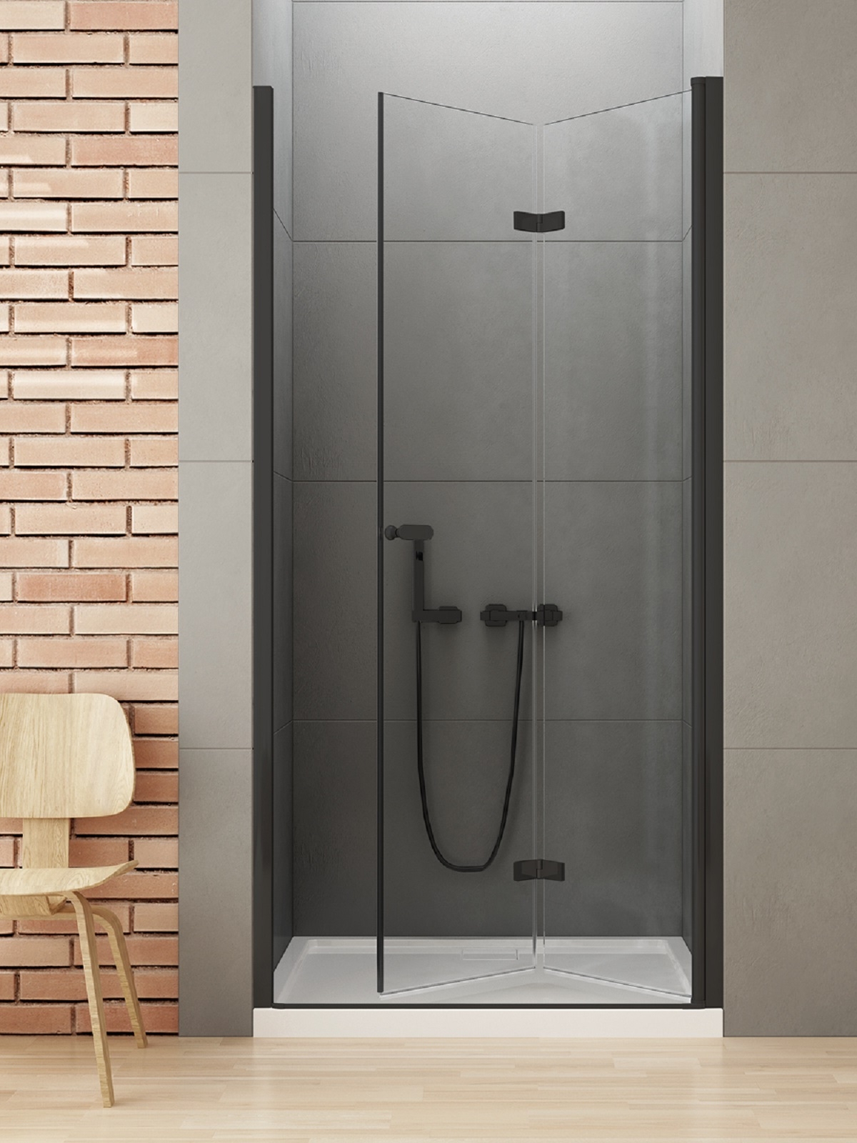 New Trendy New Soleo Black puerta de ducha 120 cm plegable negro mate/vidrio transparente D-0228A