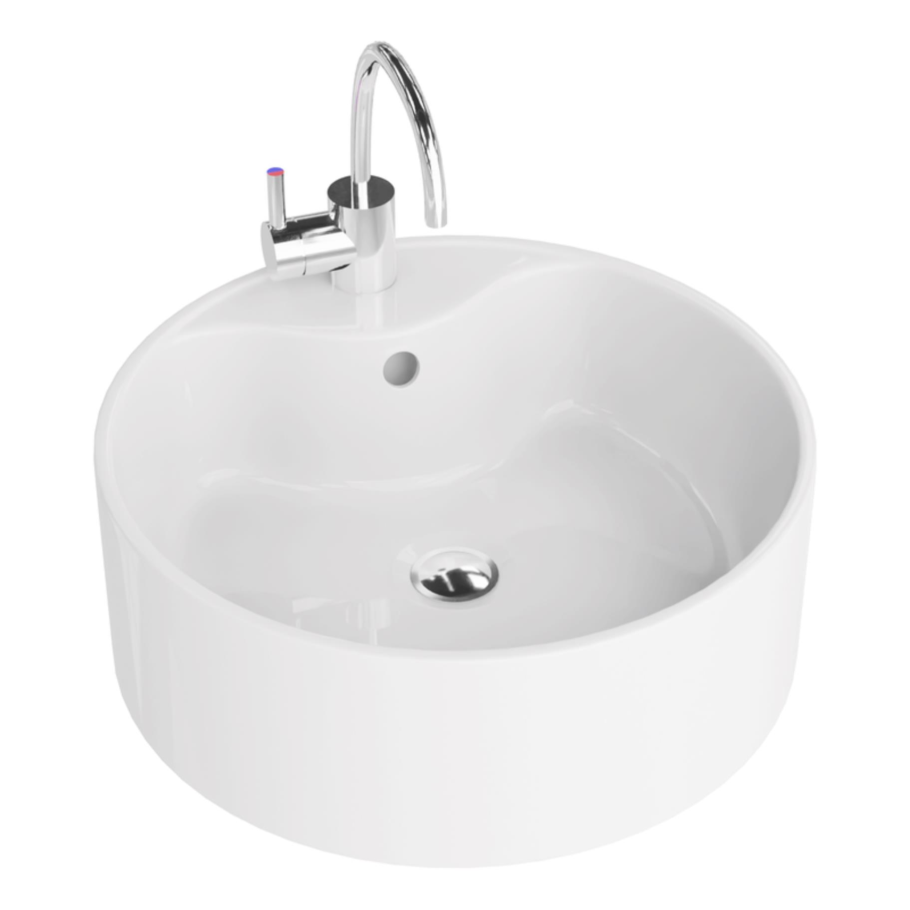 LaVita Teneryfa lavabo 41x41 cm circular sobre encimera blanco 5908211470849
