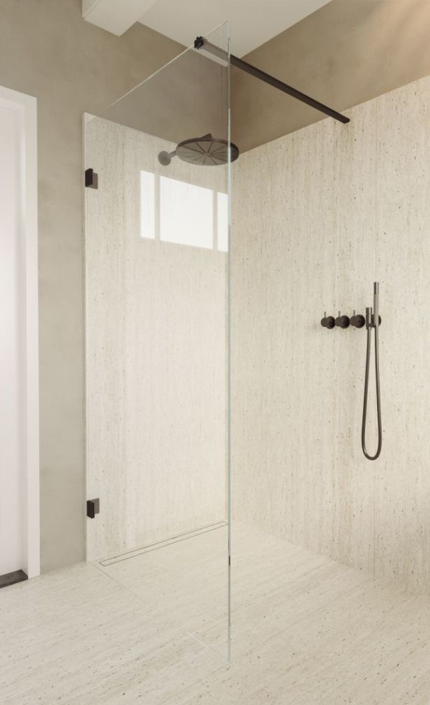 Riho Scandic mampara de ducha walk-in 100 cm negro mate/vidrio transparente G001113121