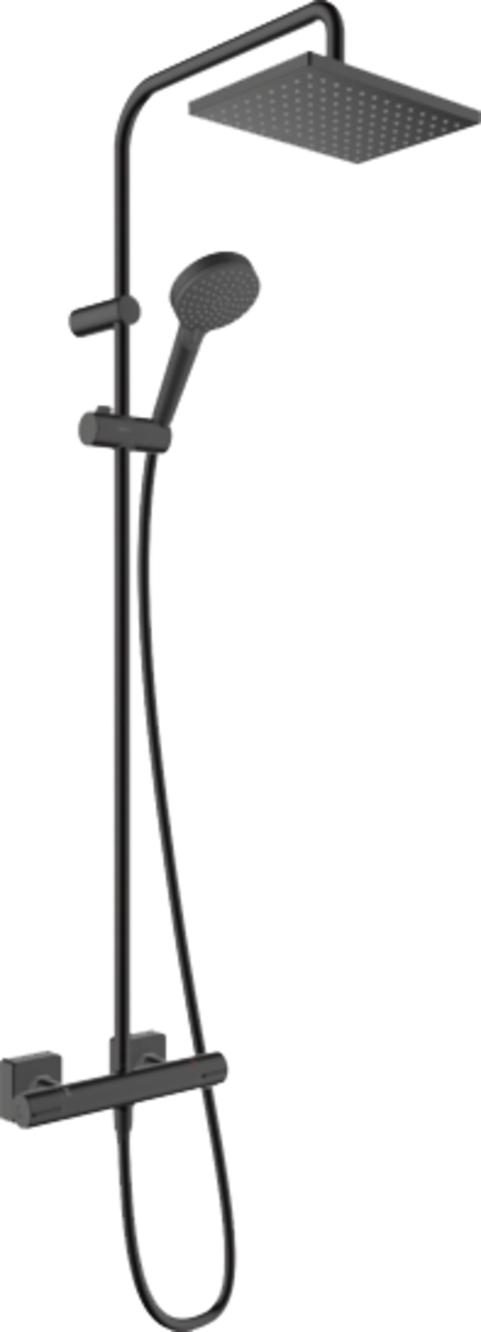 Hansgrohe Vernis Shape conjunto de ducha a pared con termostato con rociador con efecto lluvia negro 26097670