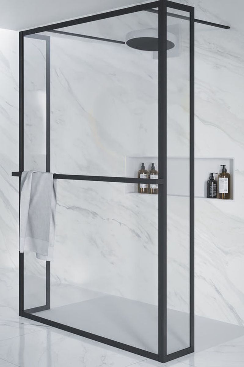 Riho Lucid cabina de ducha walk-in 120x30 cm negro mate/vidrio transparente G005039121