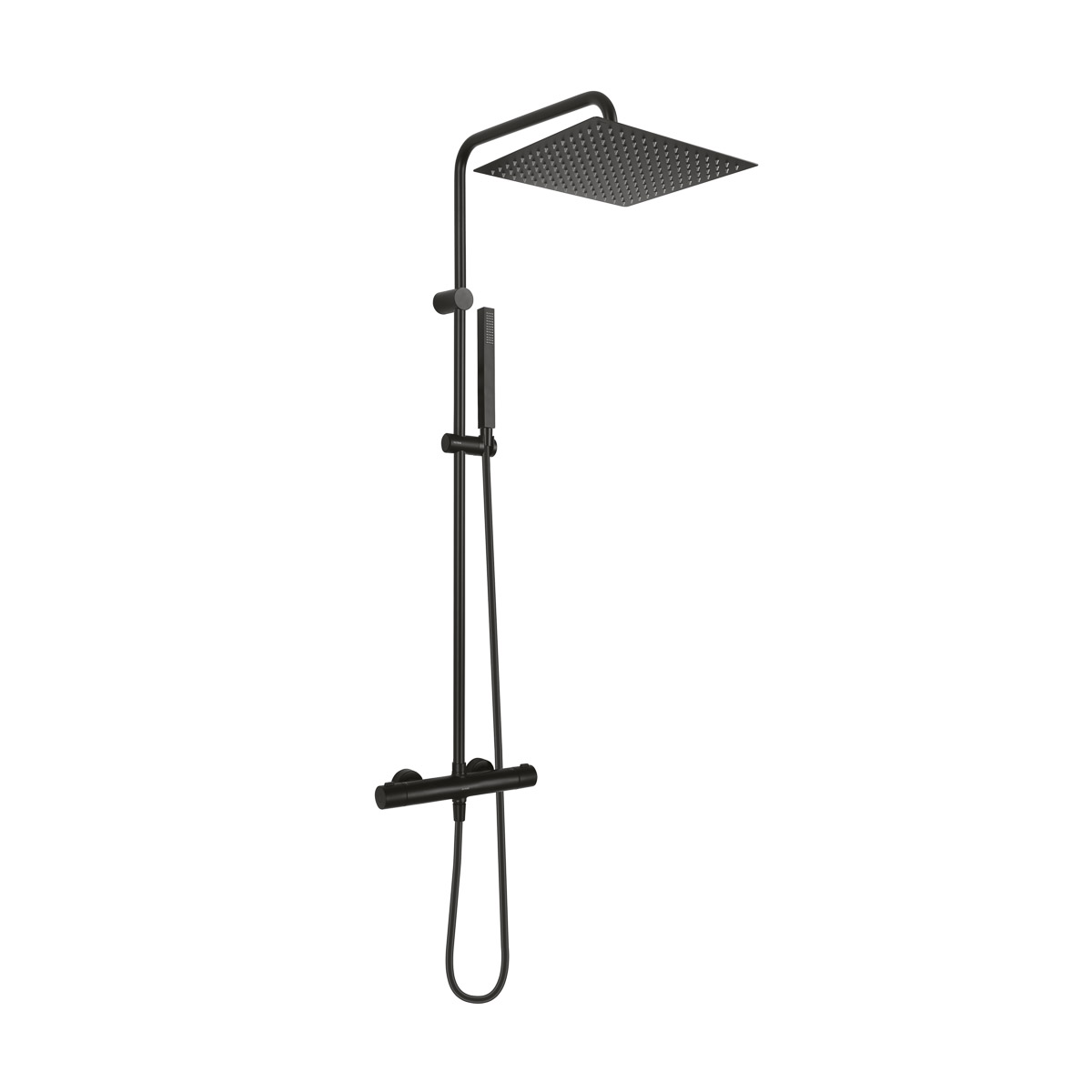 Oltens Boran conjunto de ducha a pared con termostato con rociador con efecto lluvia negro mate 36503300