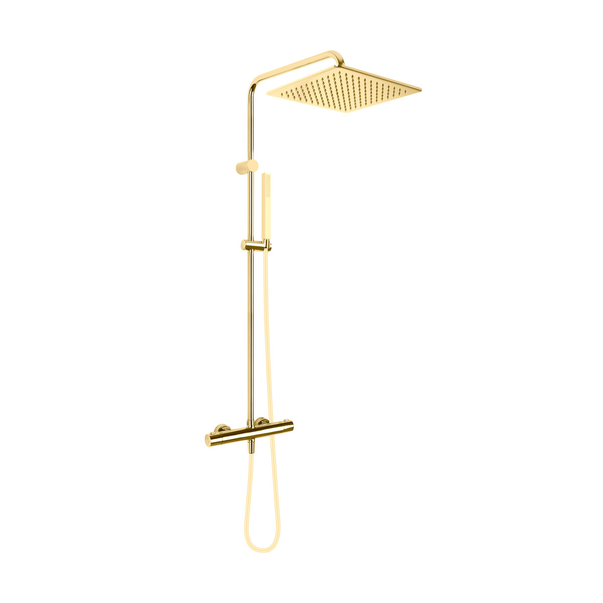 Oltens Boran conjunto de ducha a pared con termostato con rociador con efecto lluvia brillo dorado 36503800