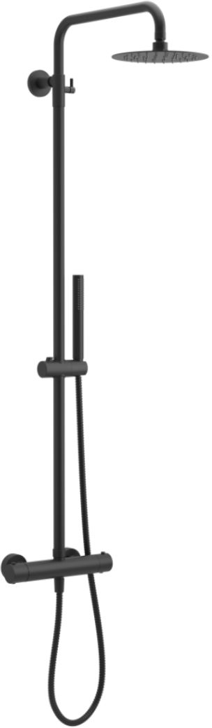 Actima Round Termo conjunto de ducha a pared con termostato con rociador con efecto lluvia negro ARAC.SY.107BL