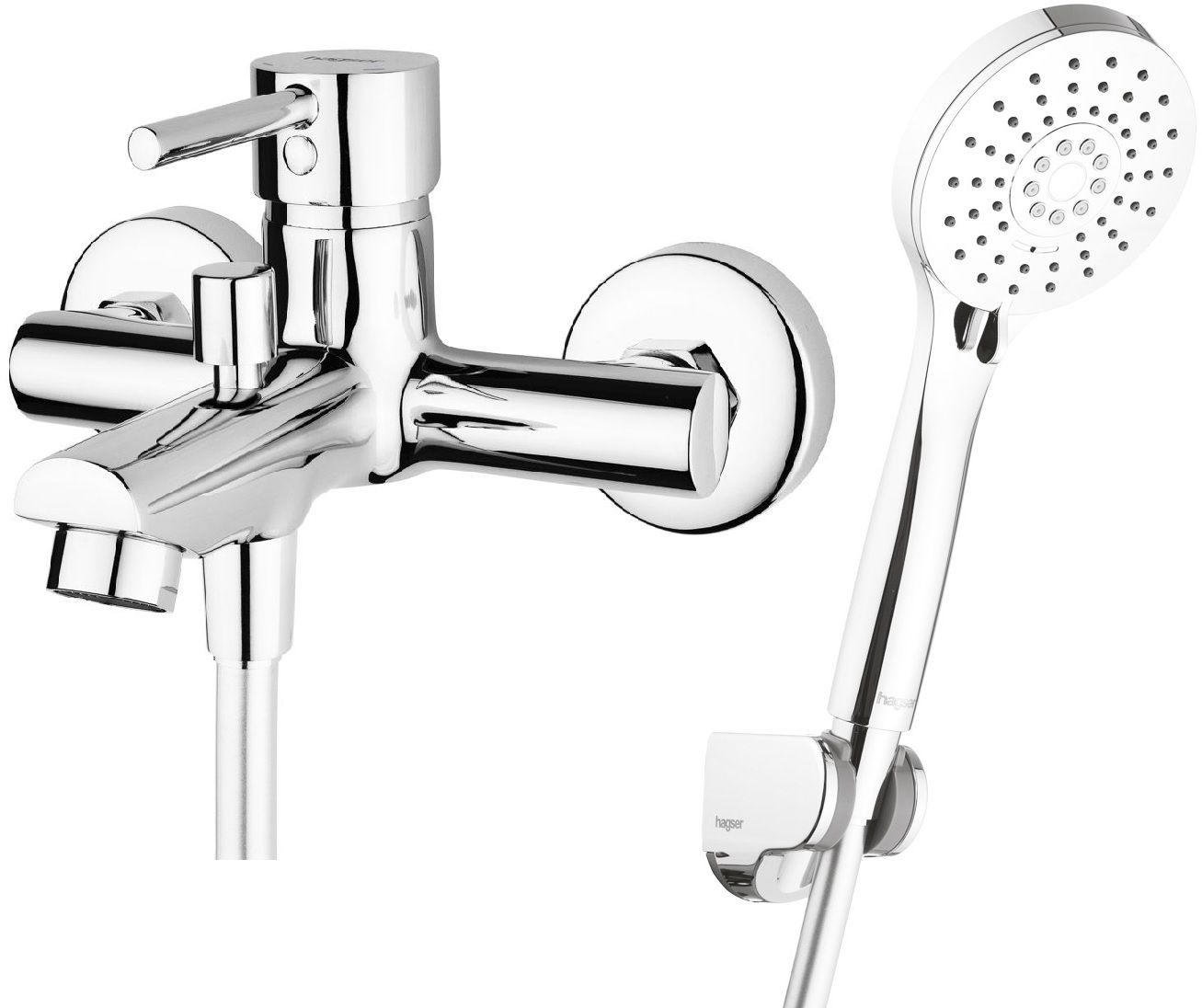 Conjunto grifo de bañera y ducha Hagser Lisa HGR10000034, alcachofa de ducha Hagser Tina HGR10000037, HGR15000037, HGR90000037