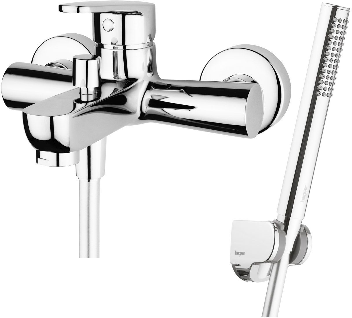 Conjunto grifo de bañera y ducha Hagser Della HGR30000034, alcachofa de ducha Hagser Mia HGR70000037, HGR15000037, HGR90000037