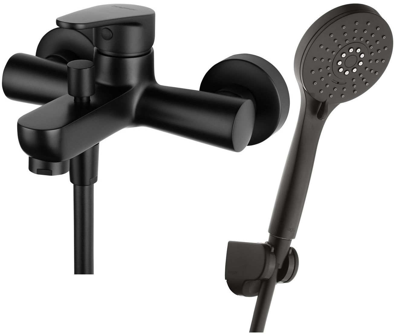 Conjunto grifo de bañera y ducha Hagser Della HGR90000034, alcachofa de ducha Hagser Tina HGR16000037, HGR31000037, HGR25000037