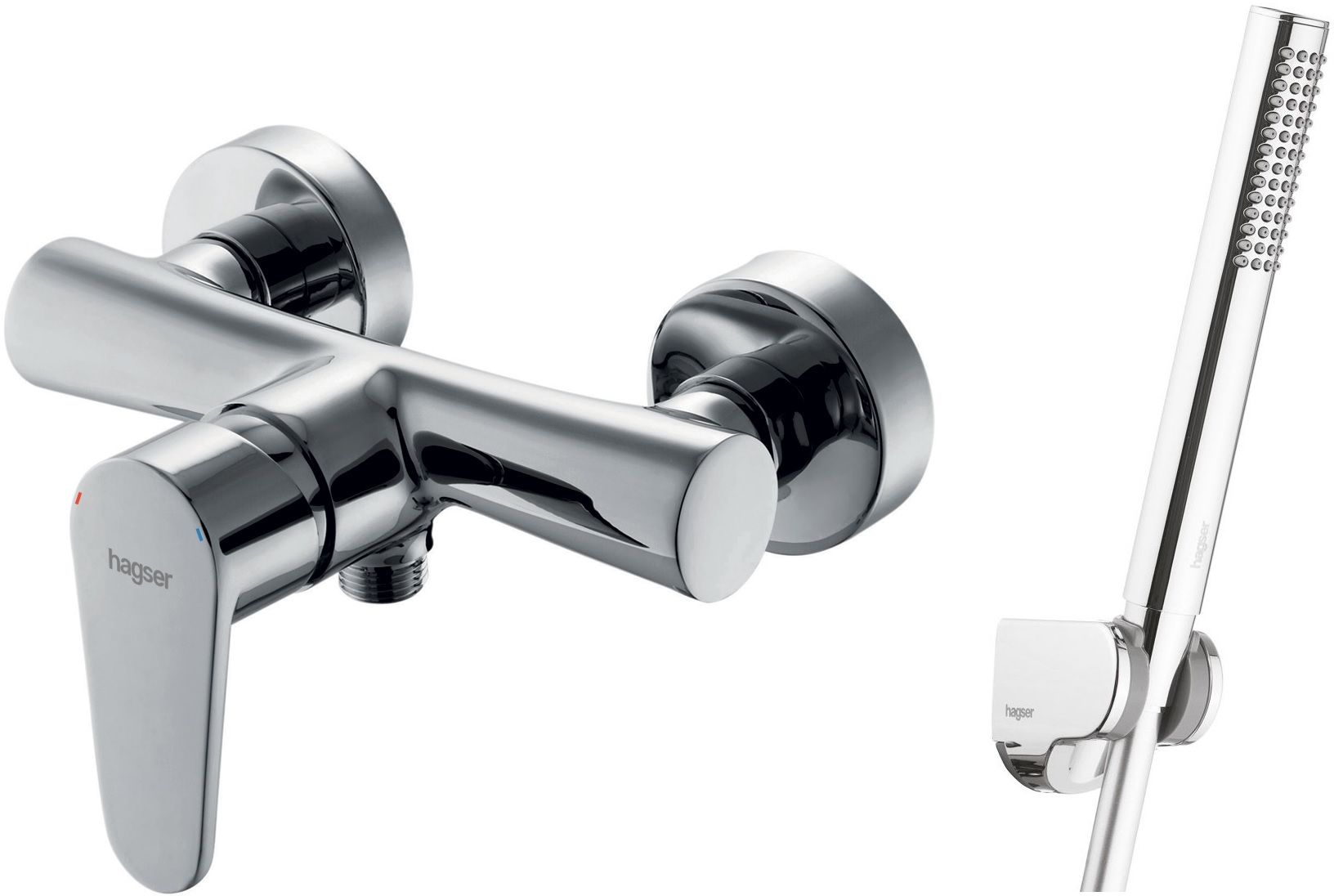 Conjunto grifo para ducha Hagser Della HGR20000033, alcachofa de ducha Hagser Mia HGR70000037, HGR15000037, HGR90000037