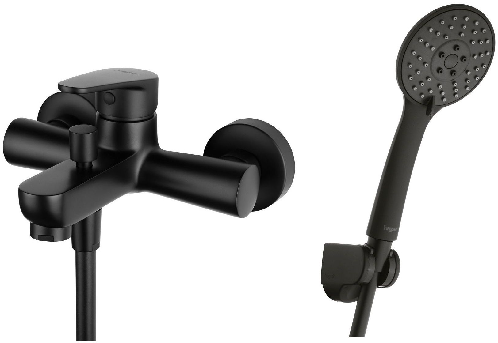 Conjunto grifo de bañera y ducha Hagser Della HGR90000034, alcachofa de ducha Hagser Lara HGR17000037, HGR31000037, HGR25000037