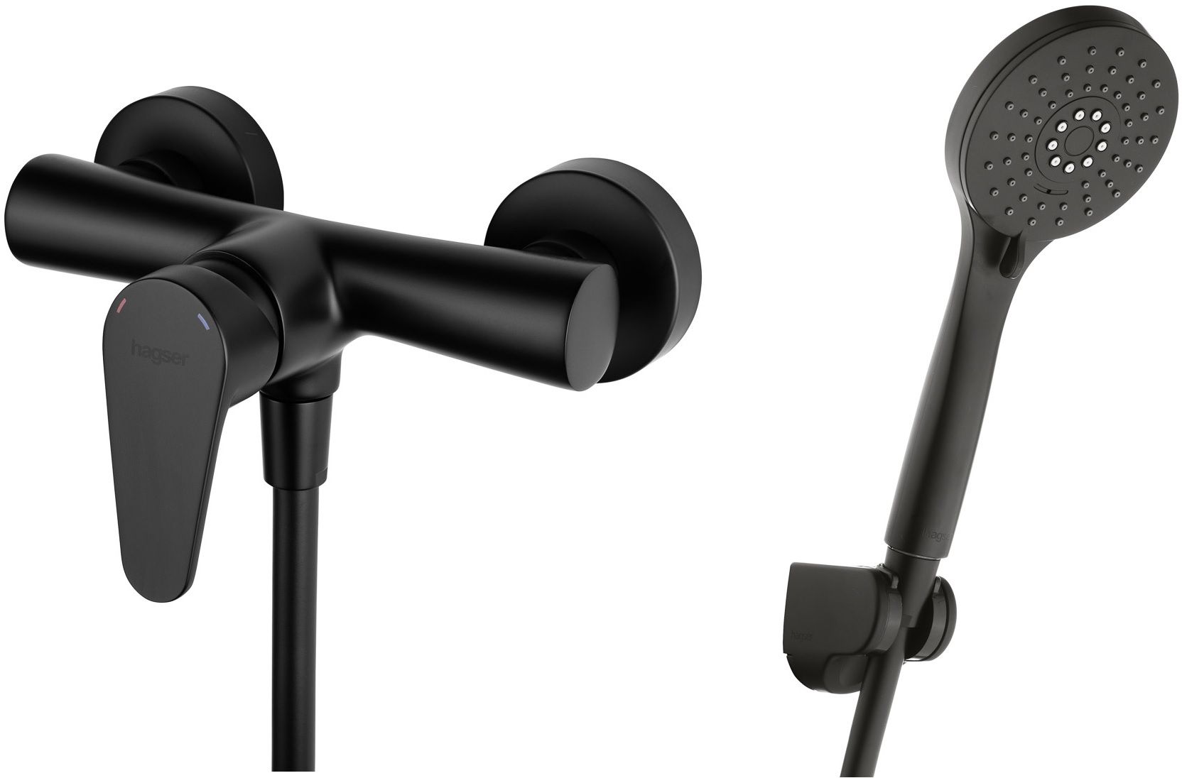 Conjunto grifo para ducha Hagser Della HGR50000033, alcachofa de ducha Hagser Tina HGR16000037, HGR31000037, HGR25000037