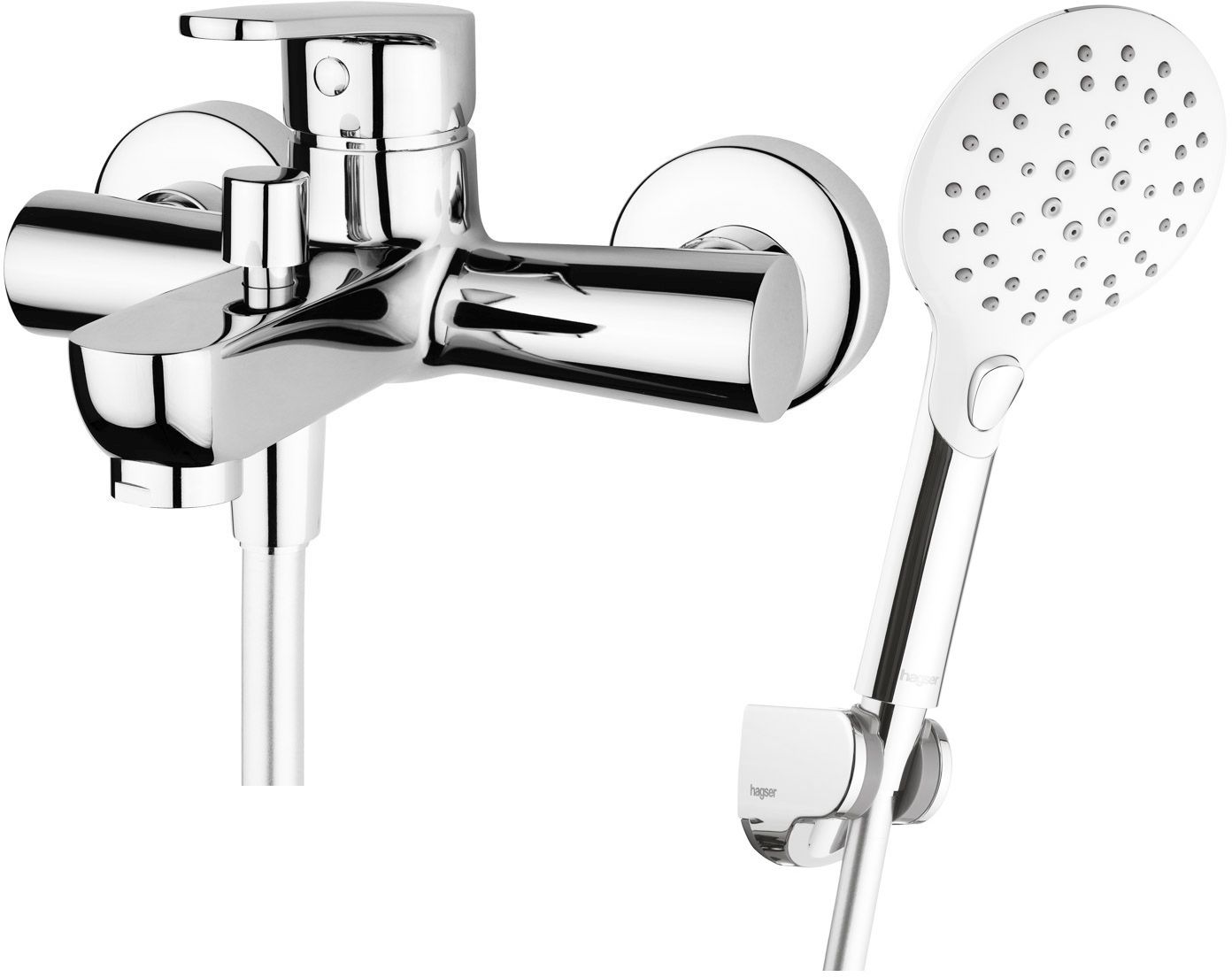 Conjunto grifo de bañera y ducha Hagser Della HGR30000034, alcachofa de ducha Hagser Sofia HGR50000037, HGR15000037, HGR90000037