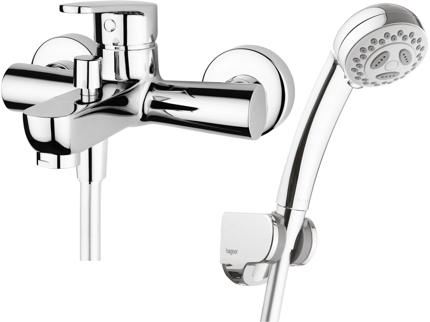 Conjunto grifo de bañera y ducha Hagser Della HGR30000034, manguera de ducha Hagser Ute HGR15000037, HGR60000037, HGR90000037