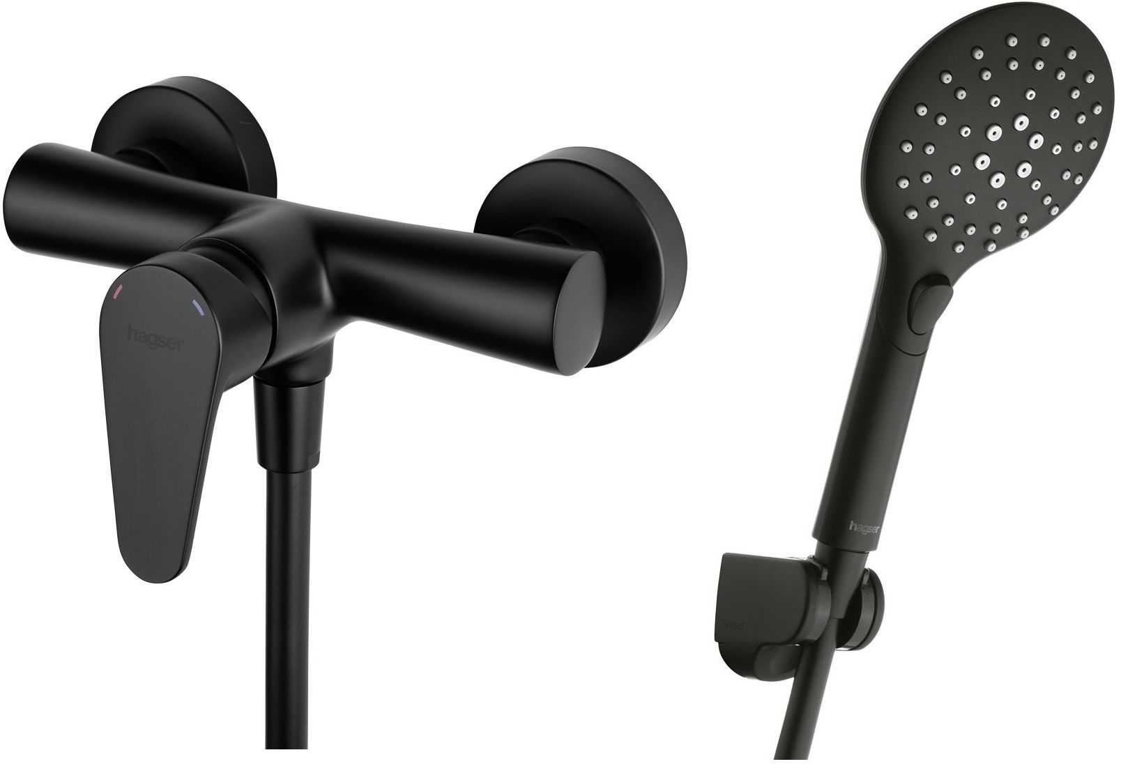 Conjunto grifo para ducha Hagser Della HGR50000033, alcachofa de ducha Hagser Andrea HGR19000037, HGR31000037, HGR25000037