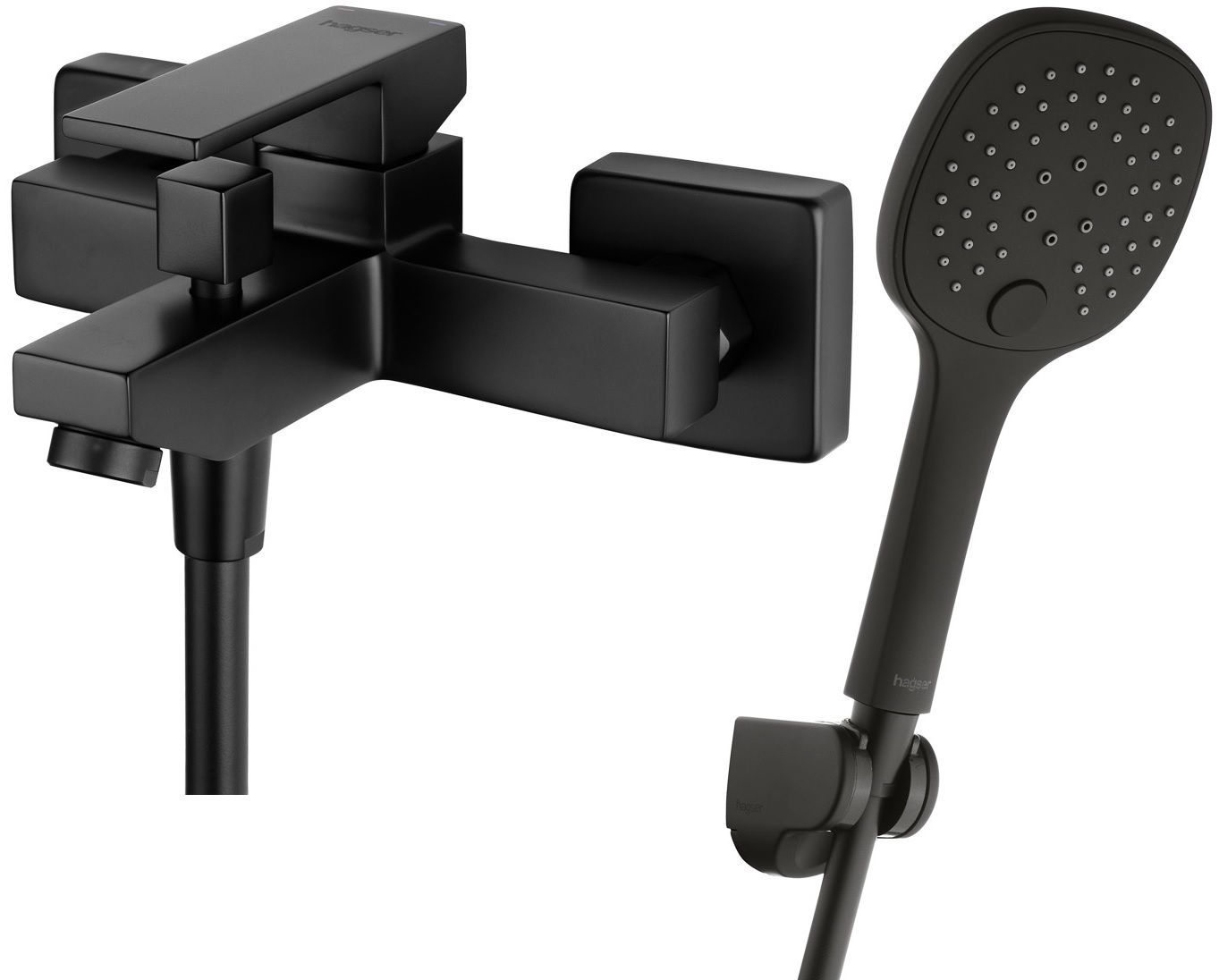 Conjunto grifo de bañera y ducha Hagser Ulva HGR12000034, alcachofa de ducha Hagser Emma HGR18000037, HGR31000037, HGR25000037