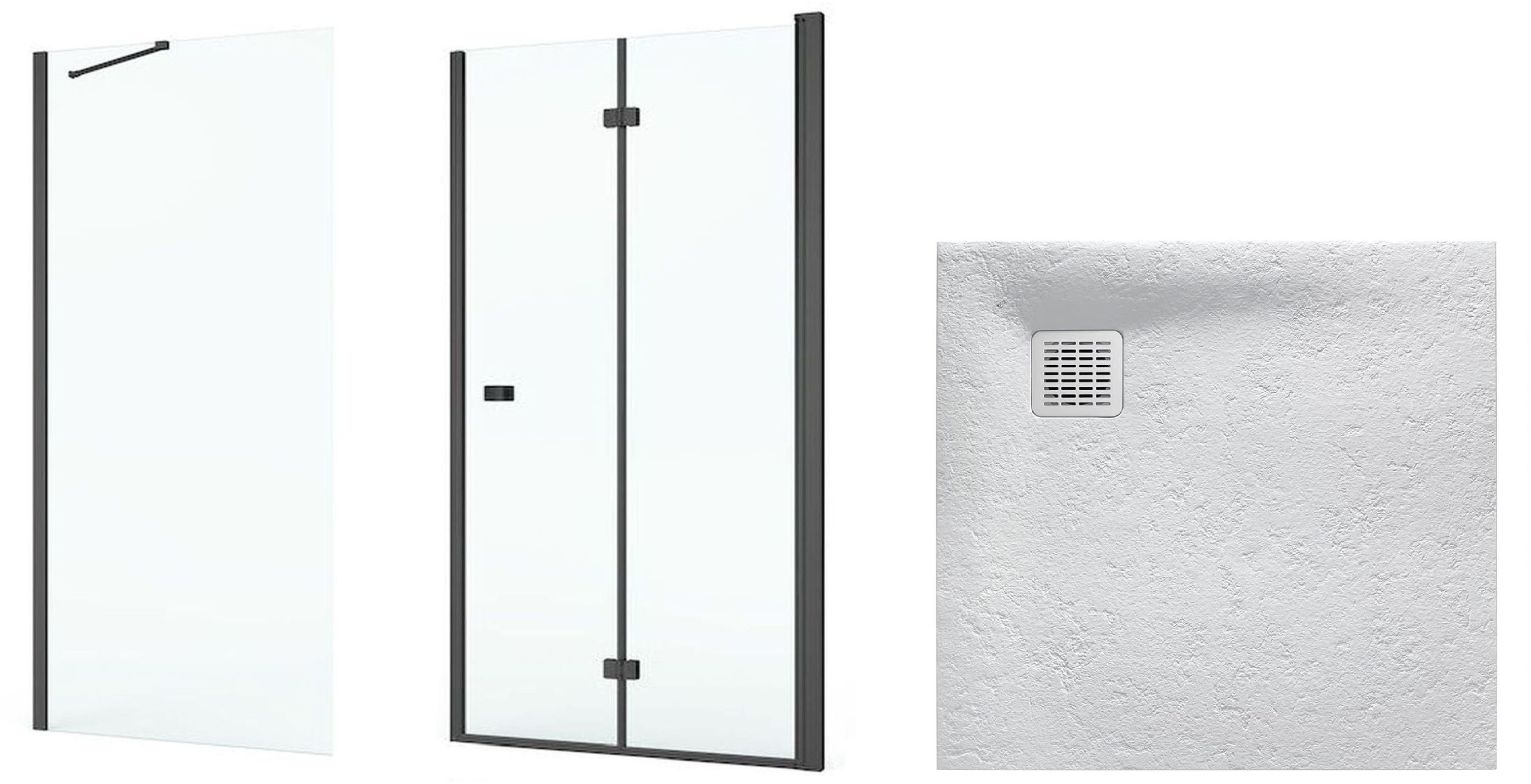 Conjunto puerta de ducha Roca Capital AM4508016M, plato de ducha cuadrado Roca Terran AP10332032001630, AM4408016M
