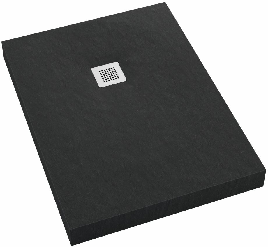 Schedpol New Horizons Black Stone plato de ducha rectangular + rejilla 100x70 cm negro 3.3334/C/ST-M2
