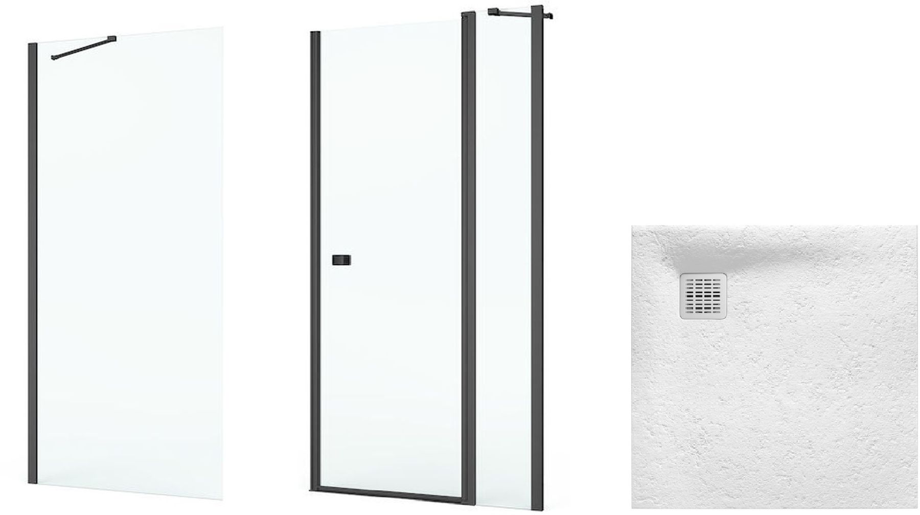 Conjunto puerta de ducha Roca Capital AM4609016M, plato de ducha cuadrado Roca Terran AP10338438401100, AM4409016M