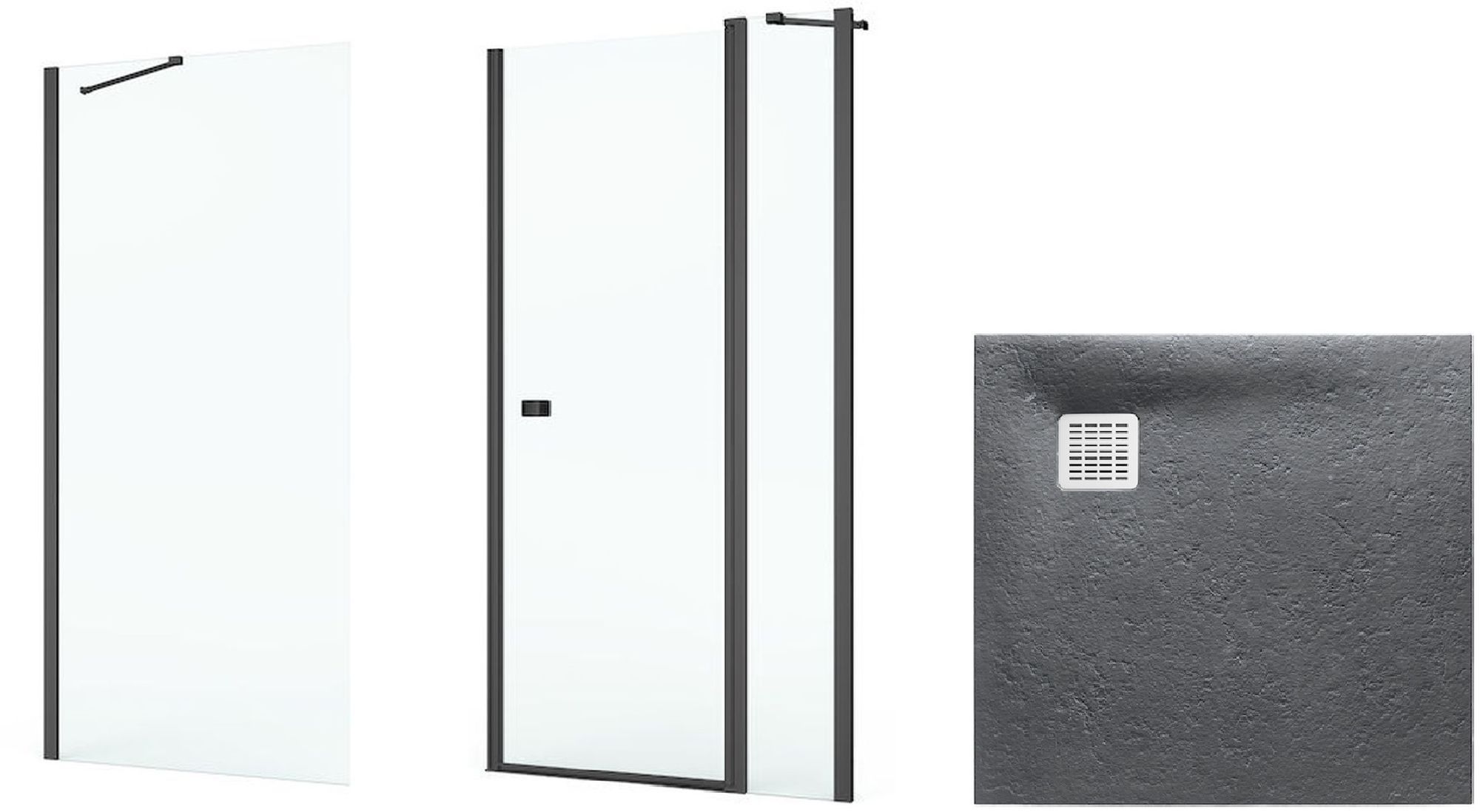 Conjunto puerta de ducha Roca Capital AM4609016M, plato de ducha cuadrado Roca Terran AP10338438401200, AM4409016M