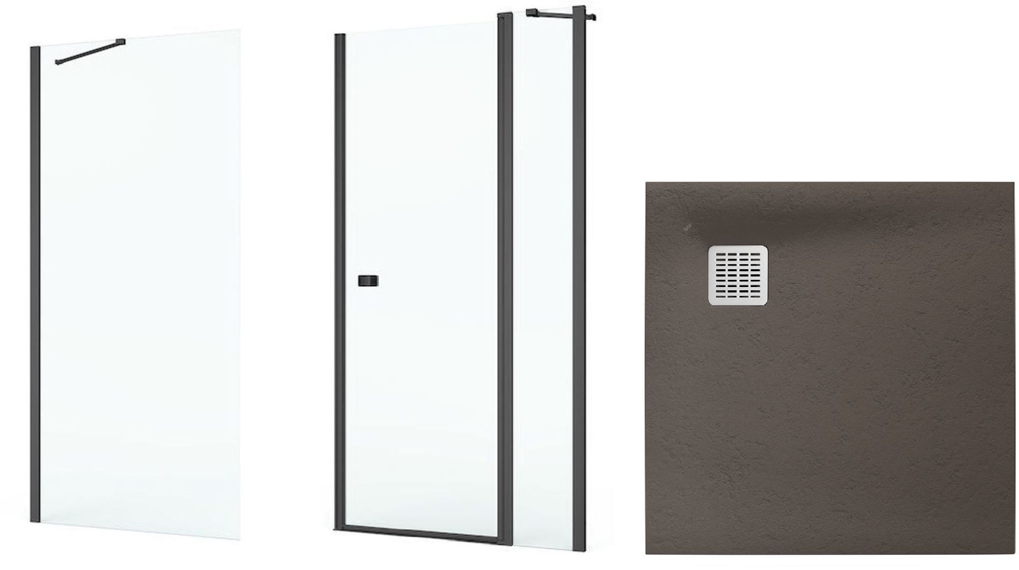 Conjunto puerta de ducha Roca Capital AM4609016M, plato de ducha cuadrado Roca Terran AP10338438401660, AM4409016M