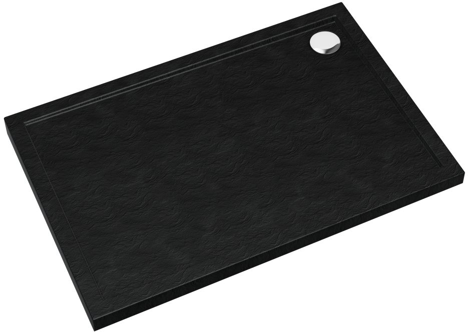 Schedpol Caspar New Black Stone plato de ducha rectangular con sifón 100x80 cm negro 3.2336/C/ST