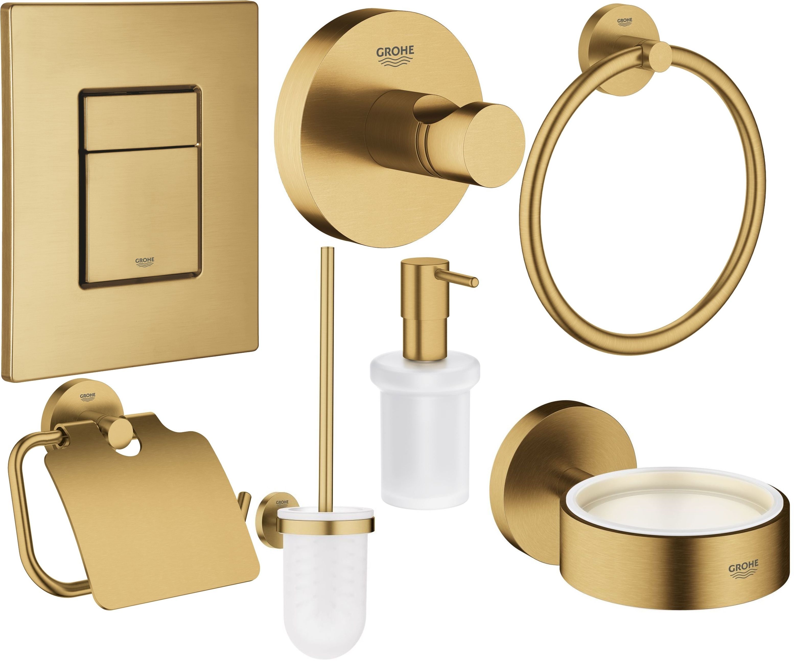 Conjunto botón de descarga Grohe Skate 38732GN0, escobilla de baño Grohe Essentials 40374GN1, 40367GN1, 40369GN1, 40365GN1, 40394GN1, 40364GN1